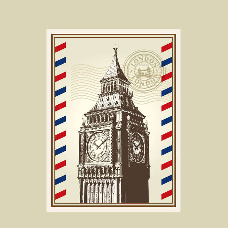 بردار AI گرافیک Big Ben Graphic Stamp London