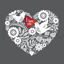 Flower Heart Birds Love Graphic AI Vector