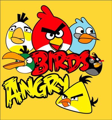 Cartoon Game Angry Birds AI Vector