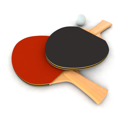 Modell Ping Pong Paddel und Bälle 3d