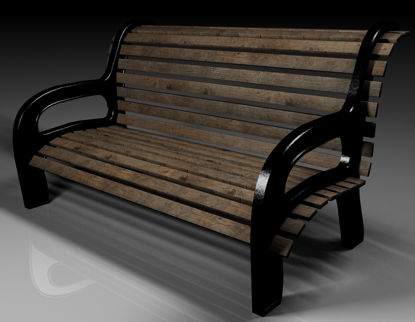 3D休息长的木椅子模型在公园社交地方