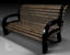 3D model of rest long wooden chair in park social place