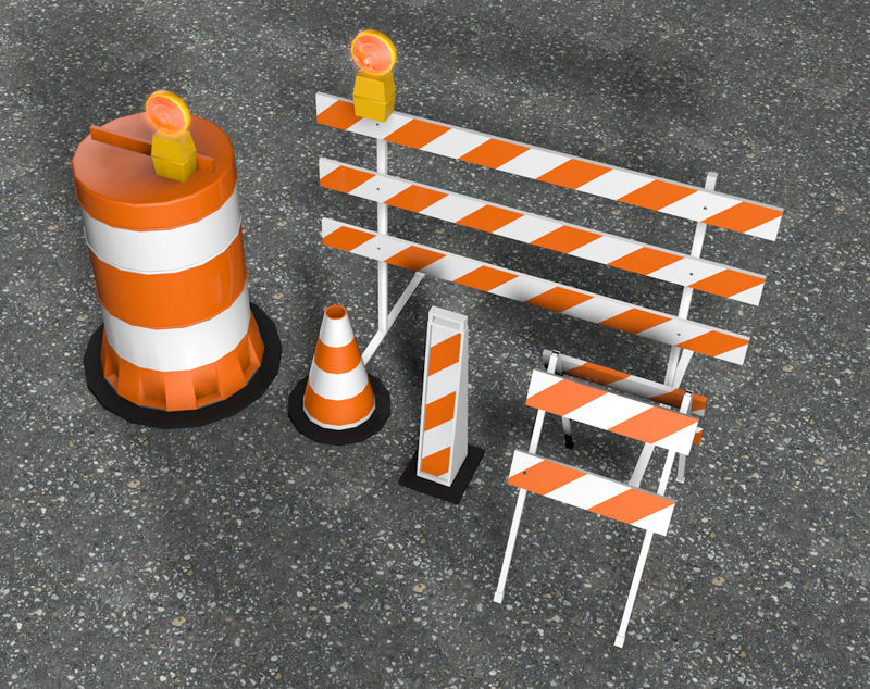 3D model of road construction sign
