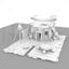 Cartoon Hut Courtyard 3D Model