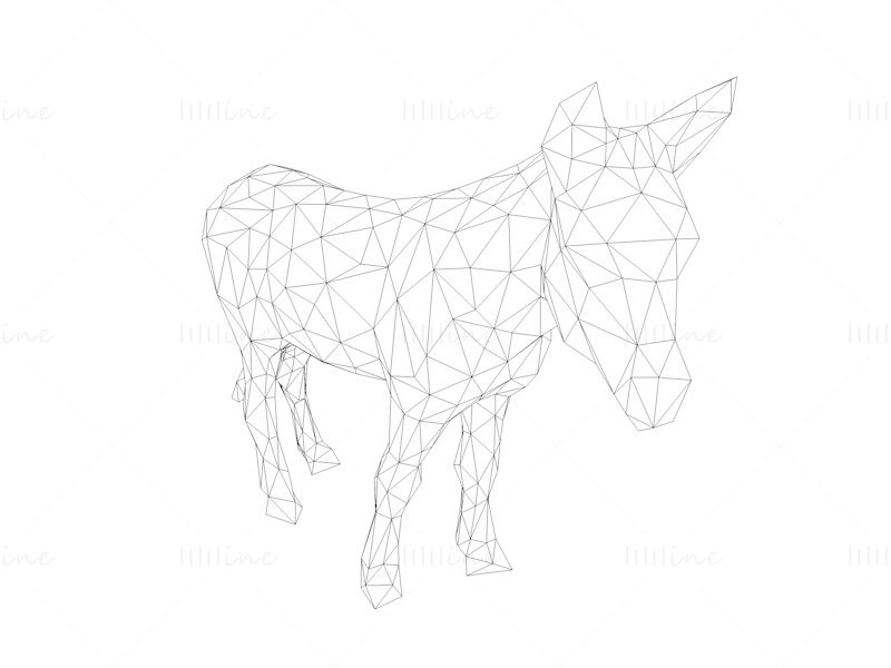 Donkey low-poly 3D printing model