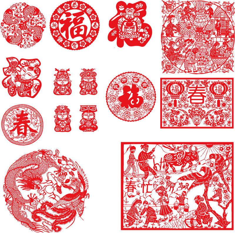 الصينية فن قص الورق المتجهات
