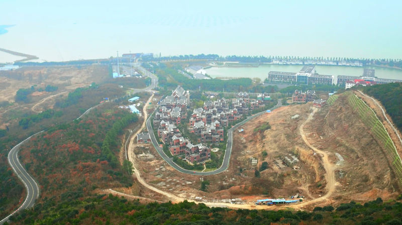 Aerial photograph hill town