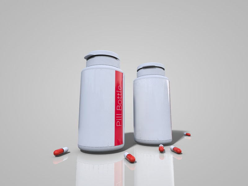 Pills and bottle 3d model