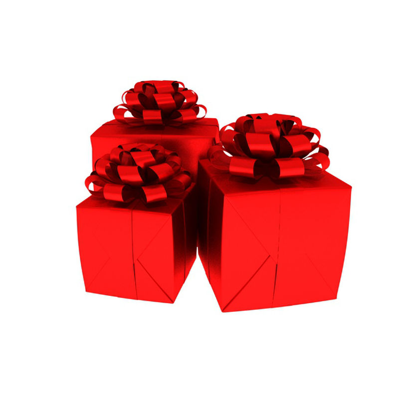 Presents box red ribbon 3d model