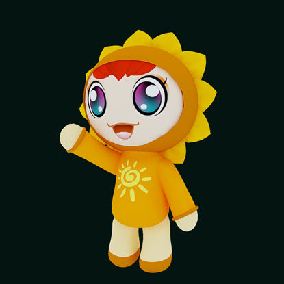 Sunflower Cartoon Girl 3D Model