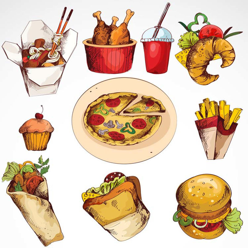 Hand drawn food vector material