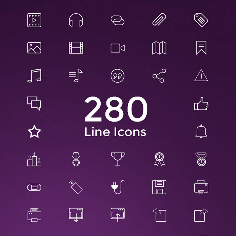 280 icônes de ligne décorative fine