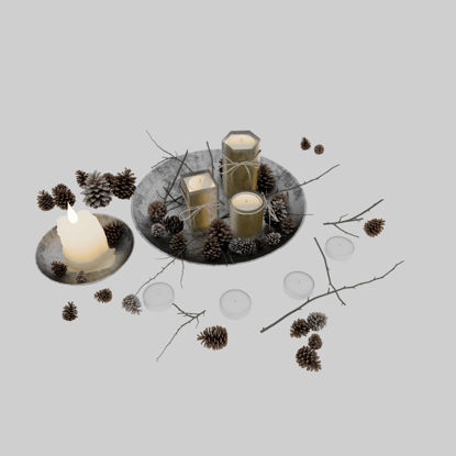 Candle Branches Cone Glass 3d model Vray