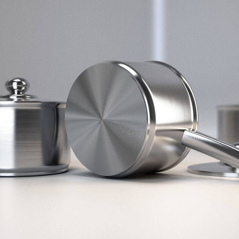 Anisotropic Braised Metal Pot 3d model Vray