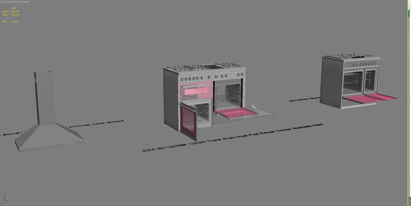 CDA厨具壁烟囱双燃料灶3D模型
