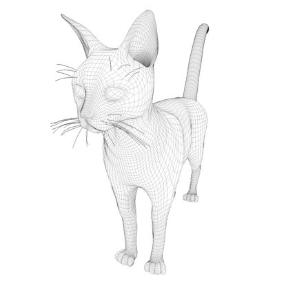 Malla básica gato modelo 3D
