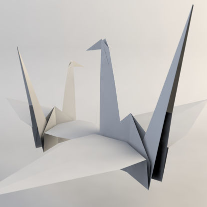 اوريغامي ورقة كرين نموذج 3D
