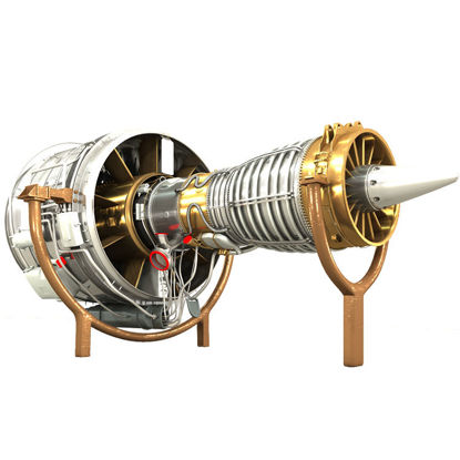 Jet Aircraft Plane Airplane Engine 3D Model with Material