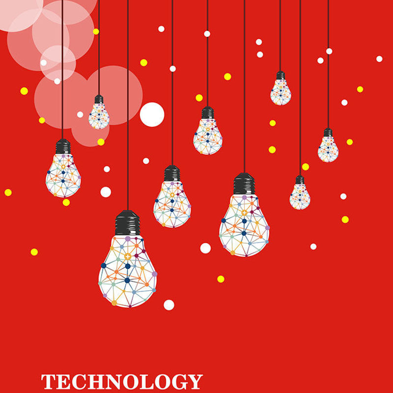Red Background Science and Technology Poster