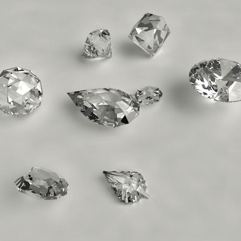 ダイヤモンド8個の3次元モデルセット