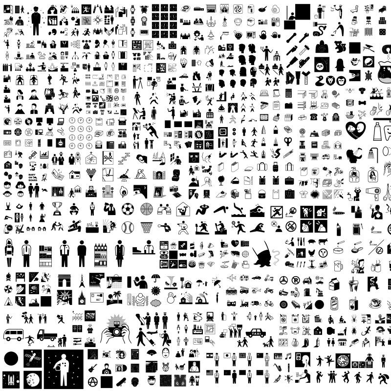 Hunderte von AI Icons mit schwarzer grauer Farbe