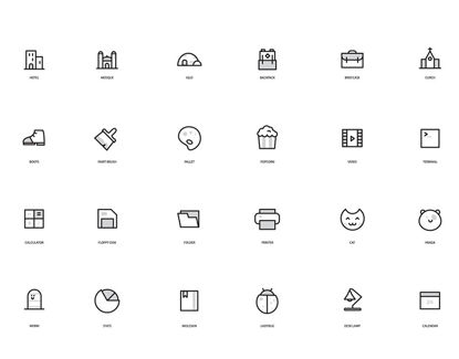 24 iconos de línea simple