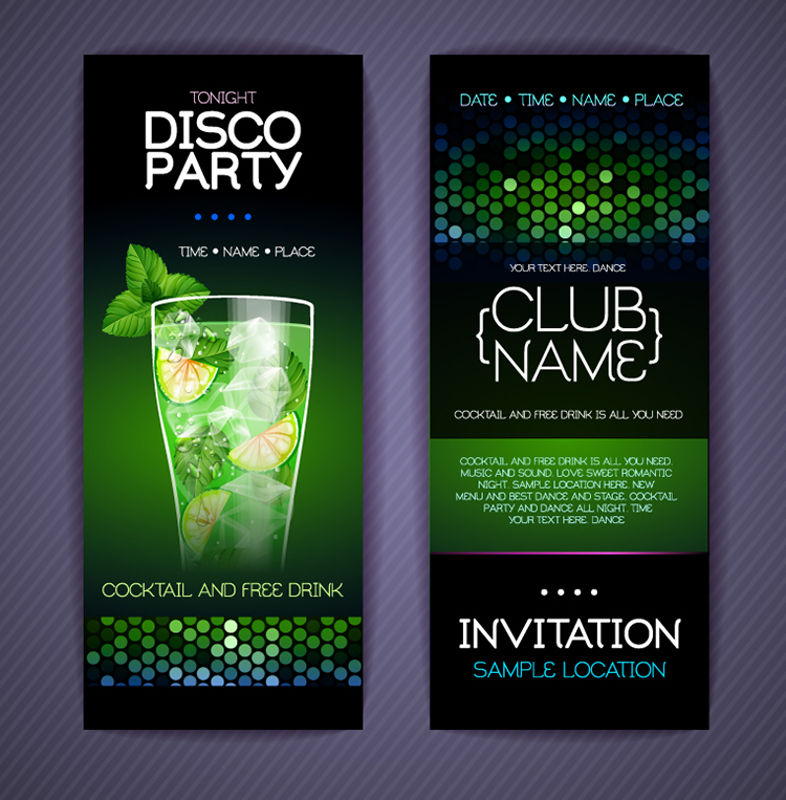 Club Invitation Card Vector Template