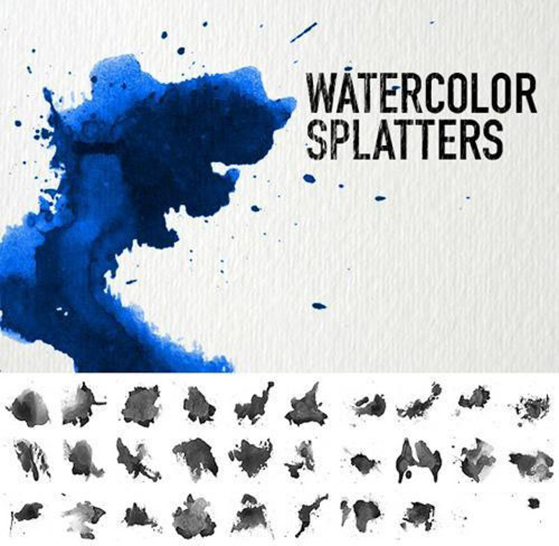 32 Watercolor Splatters PS Brush