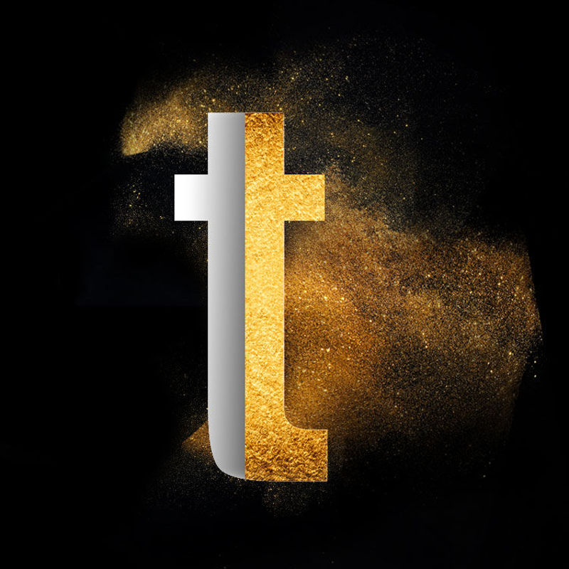 Gold Powder Dust Photoshop psd t lowercase font style