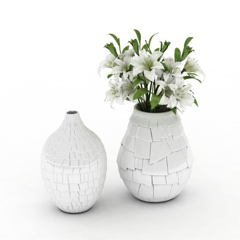 Vase 3D Model with Flowers