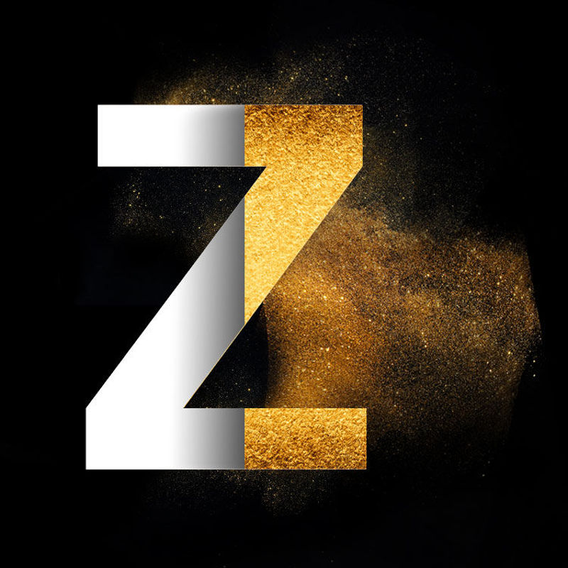 Gold Powder Dust Photoshop psd Z capital letter font design