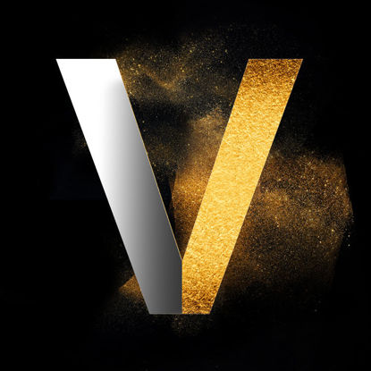Gold Powder Dust Photoshop psd capital letter V font design