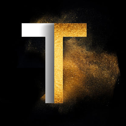 Gold Powder Dust Photoshop psd T capital letter style