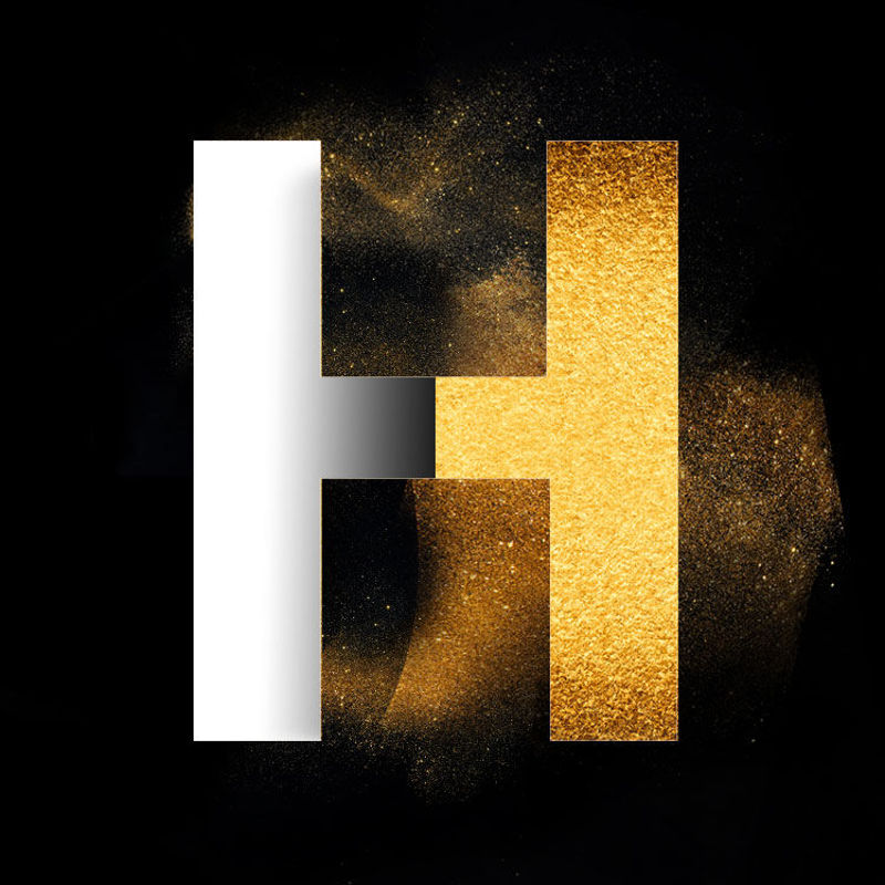 Gold Powder Dust Photoshop capital letter design psd H