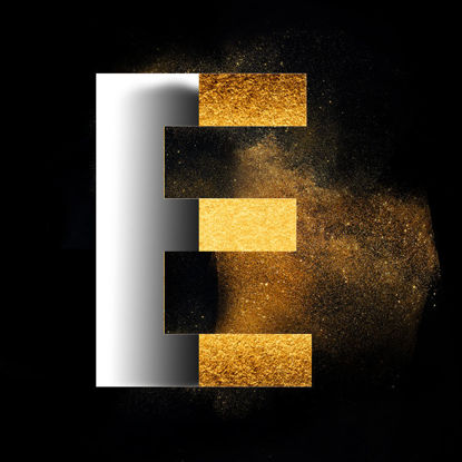 Gold Powder Dust Photoshop psd capital letter E design