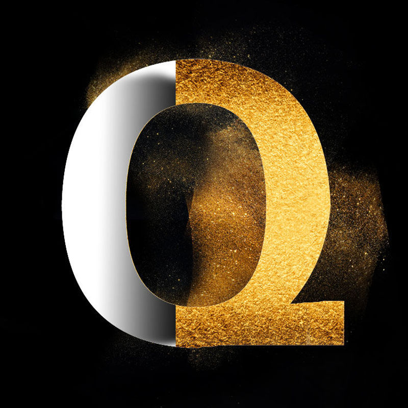 Gold Powder Dust Photoshop psd capital letter Q