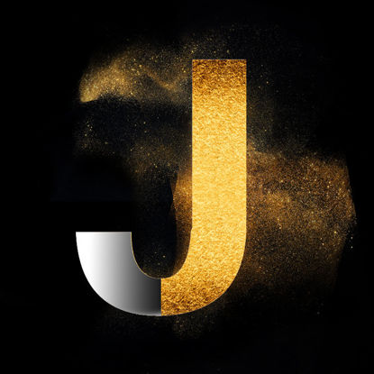 Gold Powder Dust Photoshop psd font style design capital letter J