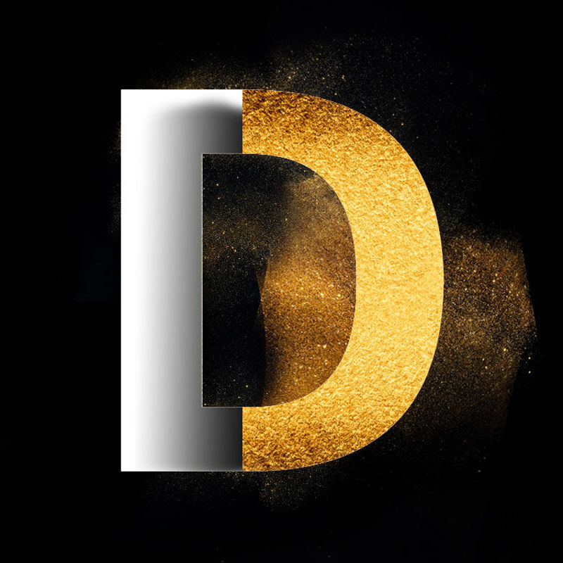 Gold Powder Dust Photoshop psd capital letter design D
