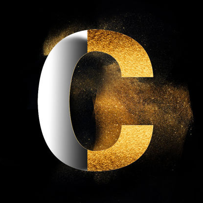 Gold Powder Dust Photoshop psd capital letter design C