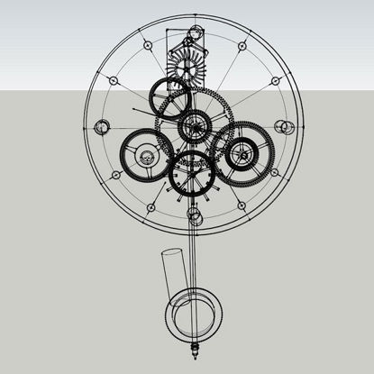 Wall Clock with Gear Wheel 3d Model