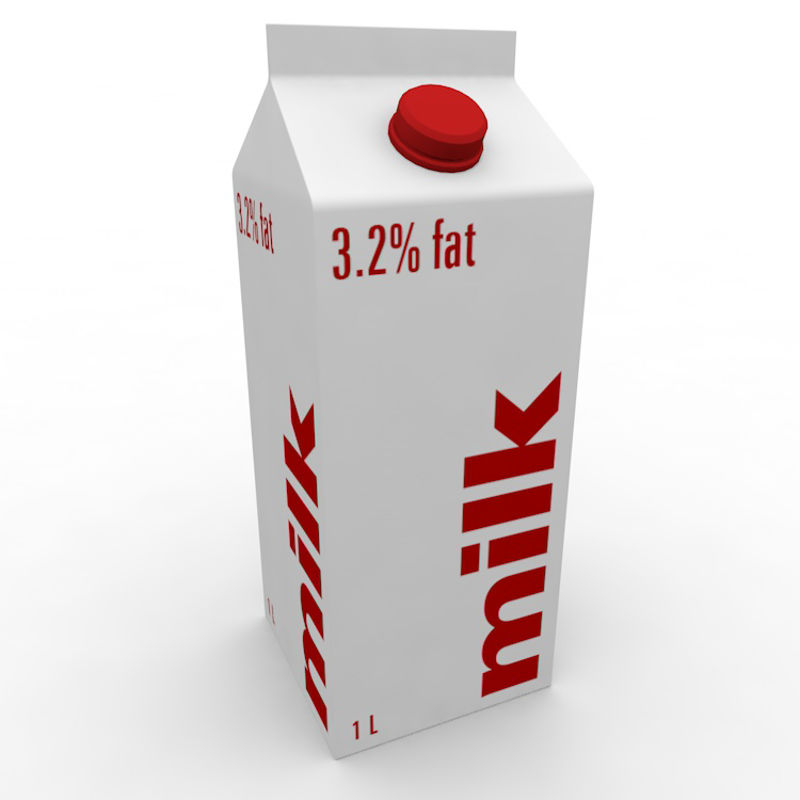 milk package paper bottle design 3d model mock up