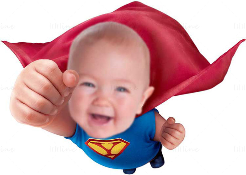 Superbaby superman baby transparent photo template mock up
