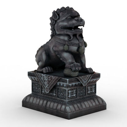 Stone Lion Sculpture Modèle 3D Style Chine