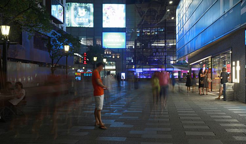 Moderní City Night Streetlight barevné virtuální portrét Billboard