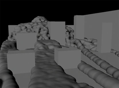 洪水水流3D粒子アニメーションシミュレーション