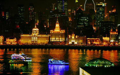 Oeste de Shanghai Bund Nightscape
