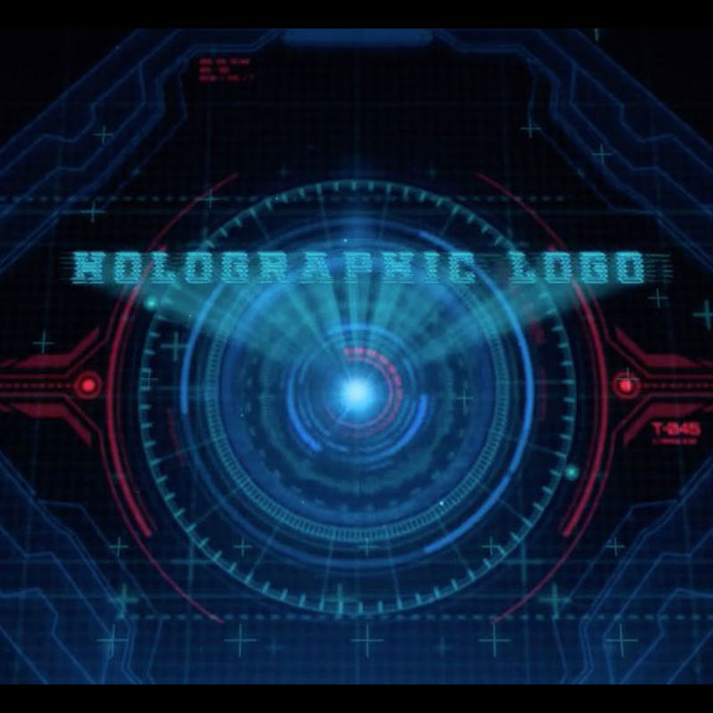 Logo holográfico de animación de alta tecnología.