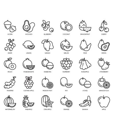 Vector de iconos de frutas AI