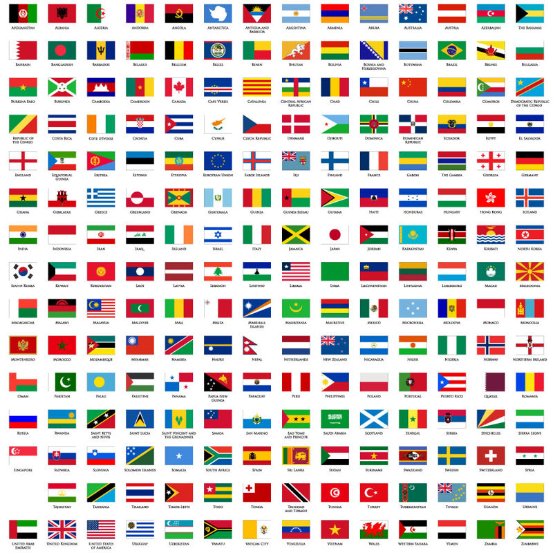 世界各国旗帜图标AI矢量
