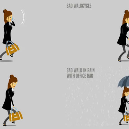 Animation de mouvement de femme d'affaires de dessin animé